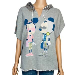 Disney Boutique Knitted Multicolor Sleeveless Mickey Minnie Mouse Hoodie size M